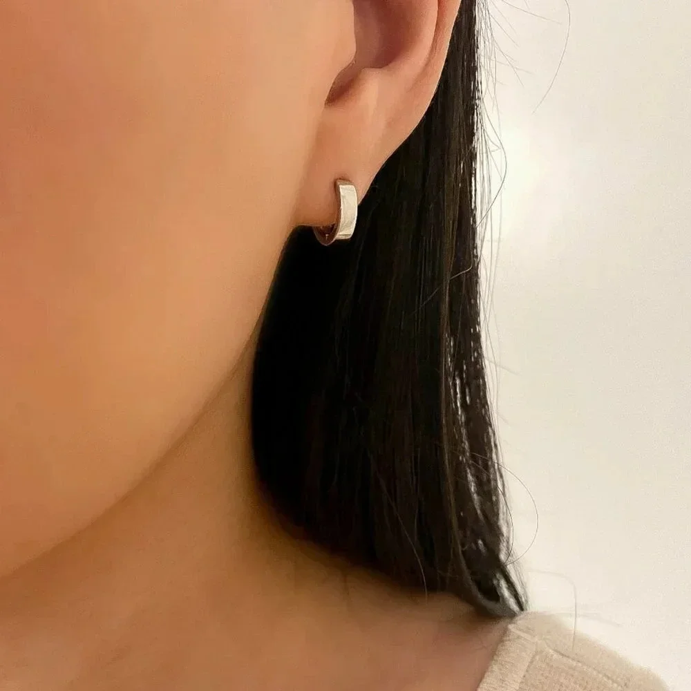 925 Sterling Silver Huggie Hoop Earrings Small Silver Hoops Minimalist Huggies